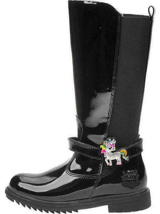 Kinderstiefel aus Lackleder mit Reißverschluss Schwarze