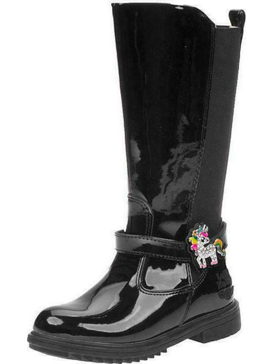Kinderstiefel aus Lackleder mit Reißverschluss Schwarze