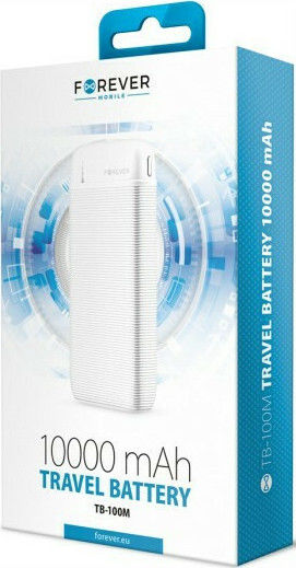 Forever TB-100M Power Bank 10000mAh Λευκό