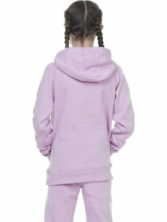 Fleece Παιδικό Φούτερ με Κουκούλα και Τσέπες Ροζ