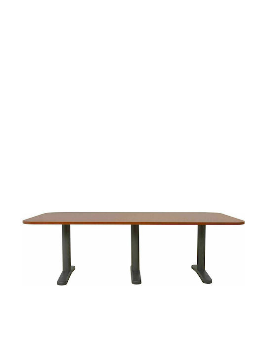 Meeting Table Wooden Grey / Cherry with Metal Legs 240x120x75cm