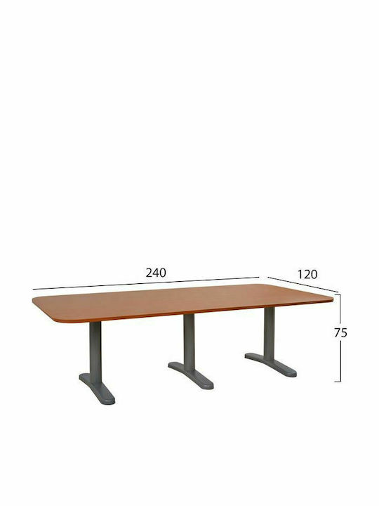 Meeting Table Wooden Grey / Cherry with Metal Legs 240x120x75cm
