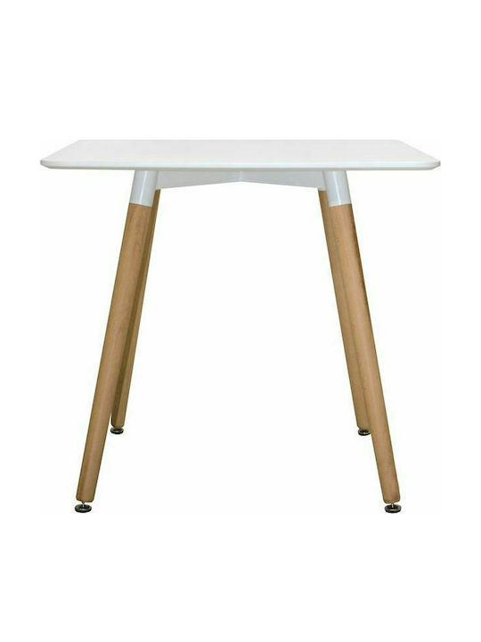 Square Table Kitchen Wooden White 80x80x74cm