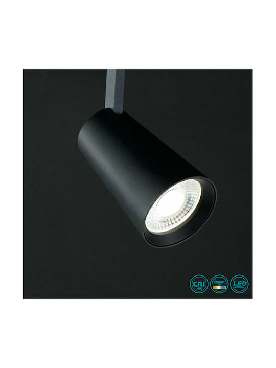 Fan Europe Intec Μονό LED Φυσικό Λευκό Σποτ σε Μαύρο Χρώμα