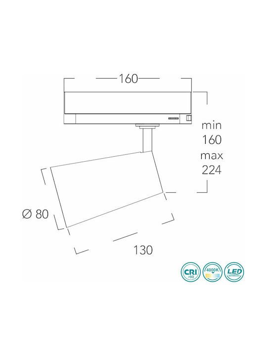 Fan Europe Intec Μονό LED Φυσικό Λευκό Σποτ σε Λευκό Χρώμα