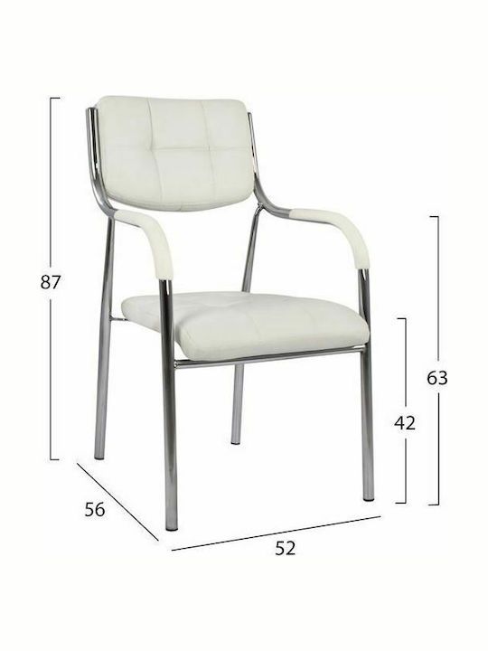 Visitor Chair with Arms Λευκή 52x56x87cm