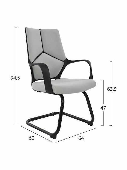 Fotoliu Vizitator cu Brațe Gri 64x60x94.5cm 1buc