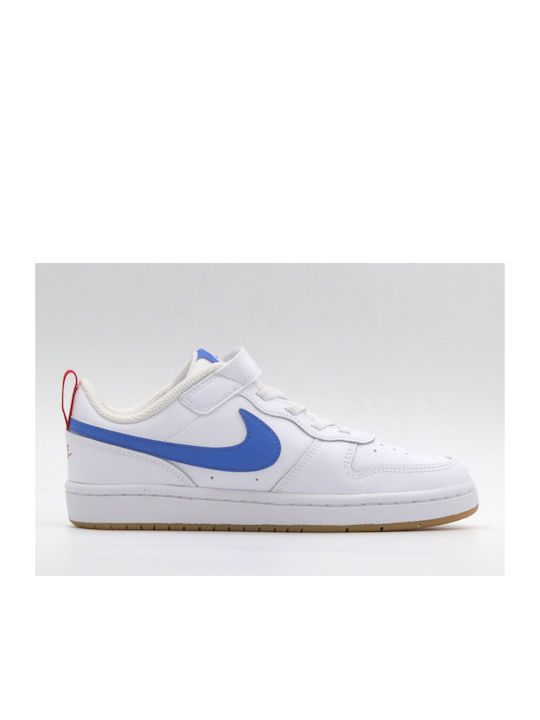 Court Court Borough Low 2 Psv Kids Sports Shoes Basketball with Hoop & Loop Closure White / Pacific Blue
