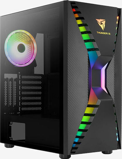 Aerocool Cronus Gaming Midi-Turm Computergehäuse mit Seitenfenster und RGB-Beleuchtung Schwarz