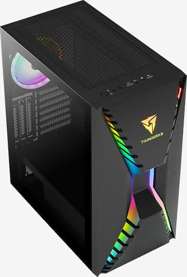 Aerocool Cronus Gaming Midi-Turm Computergehäuse mit Seitenfenster und RGB-Beleuchtung Schwarz