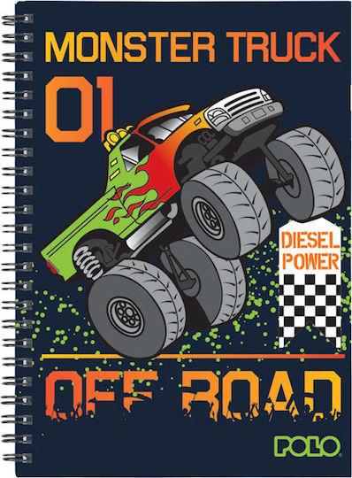 Polo Spiral Notebook Ruled A4 90 Sheets 3 Subjects Art 1pcs (Μiscellaneous Designs/Colors)