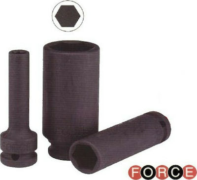 Force Socket Pneumatic Hex Long with Square Drive 1/2" Diameter 16mm