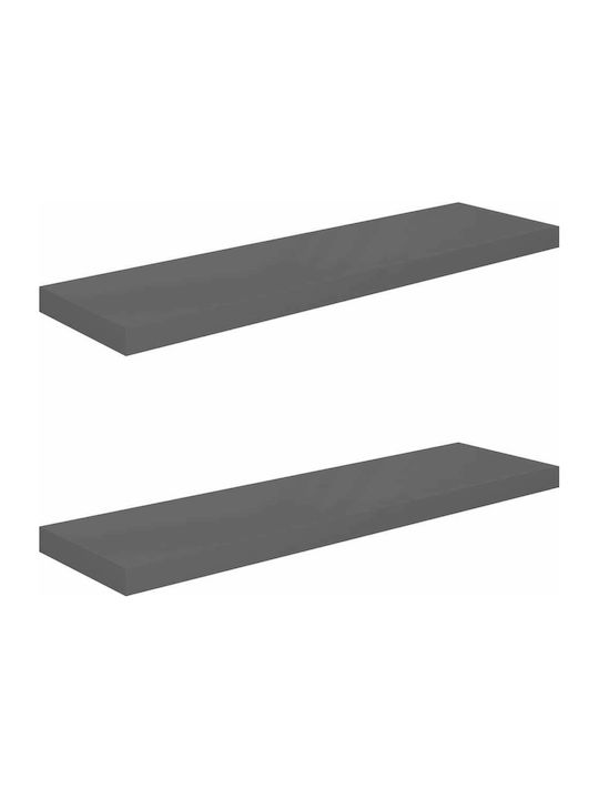 Shelves Wall S/2 Glossy Grey 2pcs 90x23.5x3.8cm