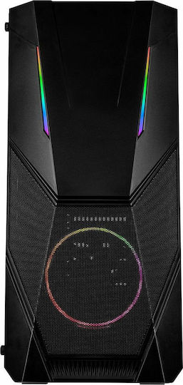 Inter-Tech IT-3303 Hornet Gaming Midi-Turm Computergehäuse mit Seitenfenster und RGB-Beleuchtung Schwarz
