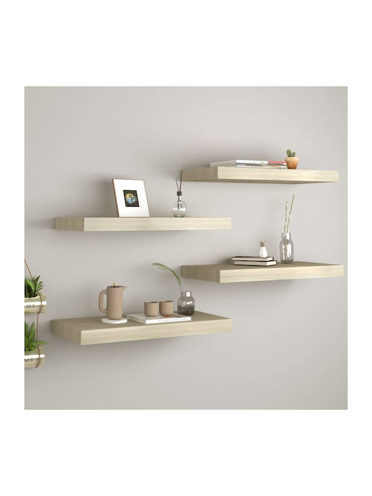 Shelves Wall S/4 Oak 4pcs 50x23.5x3.8cm