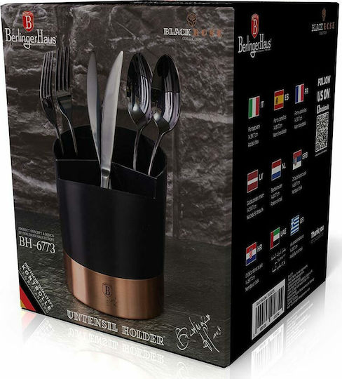 Berlinger Haus Black Rose Collection Στραγγιστήρι για Μαχαιροπίρουνα Inox Μαύρο 14.5x14.5x17cm Berlinger Haus Black Rose Collection Στραγγιστήρι για Μαχαιροπίρουνα Inox Μαύρο 14.5x14.5x17cm
