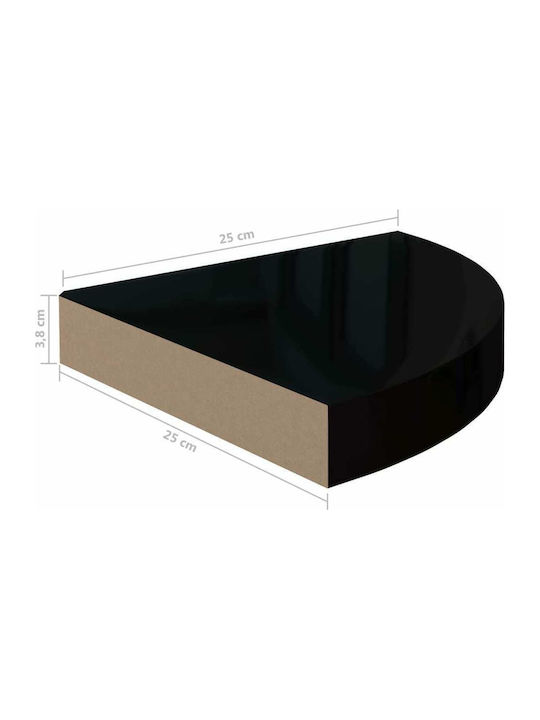 Eckregal Wand Glossy Black 25x25x3.8cm