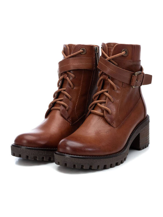 Leder Stiefeletten Damen Camel