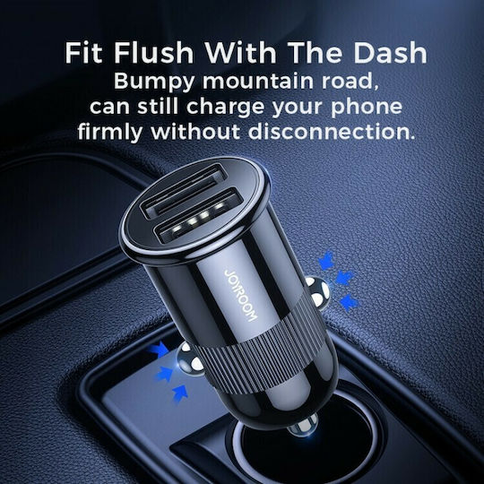 Joyroom C-A06 Car Charger 15W 3.1A with Ports: 2xUSB Black Color
