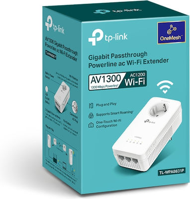 TP-LINK TL-WPA8631P v3 Powerline για Ασύρματη Σύνδεση Wi‑Fi 5 με Passthrough Πρίζα και 3 Θύρες Gigabit Ethernet