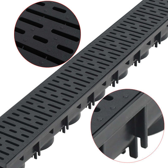 vidaXL Plastic Canal Duș cu Dimensiune 100x12.5cm Negru 2buc