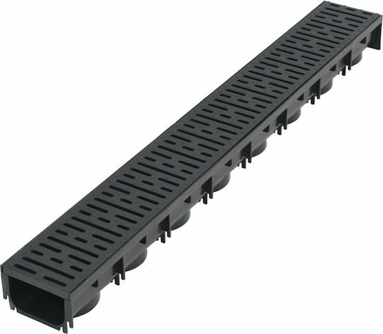vidaXL Plastic Canal Duș cu Dimensiune 100x12.5cm Negru 3buc