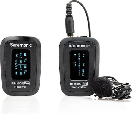 Saramonic Blink 500 Pro B1 Set Wireless Condenser (Small Diaphragm) Microphone Πέτου, Clip On for Camera