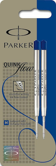 Parker Quinkflow Ανταλλακτικό Μελάνι για Στυλό Medium σε Μπλε χρώμα Medium 2τμχ