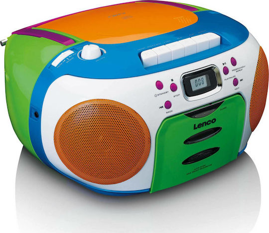 Lenco SCD-971 Tragbares Audio-System mit CD Kassettenspieler Radio Mehrfarbig