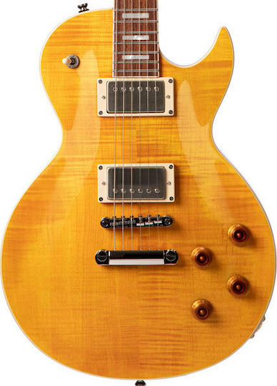 Cort Classic Rock CR250 Elektrische Gitarre Einfacher Schnitt mit HH Tonabnehmerkonfiguration Antique Amber