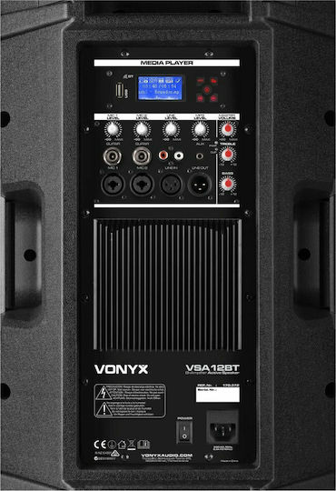 Vonyx VSA12BT 170.372 Αυτοενισχυόμενο Ηχείο PA 800W με Woofer 12" 5.95x31.5x38εκ.