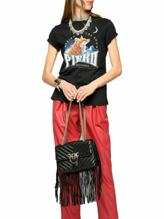 PINKO T-SHIRT GIOVEDI LOGO TALKIN TO THE MOON LUCIA HEFFERNAN BLACK