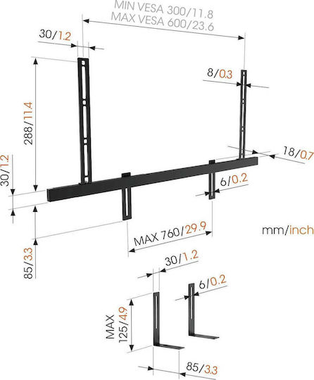 Vogel's Sound 3550 Wall Mounted Speaker Stand (1 Piece) in Black Color