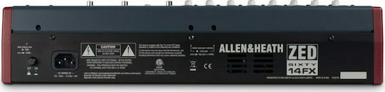 Allen & Heath ZED60-14FX Αναλογική Κονσόλα 14 Καναλιών με Phantom Power & 8 Εισόδους XLR