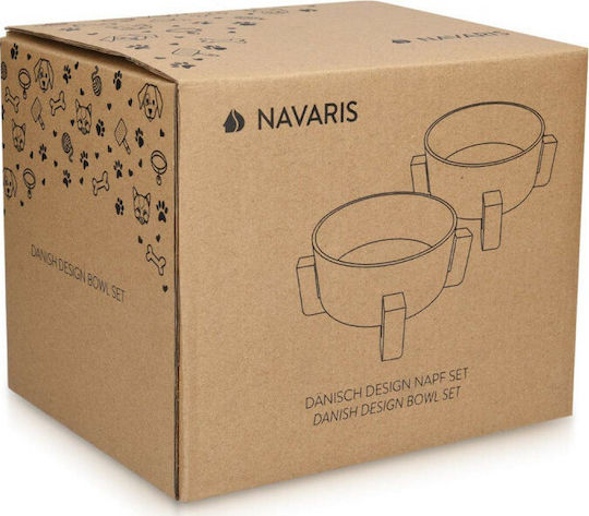 Navaris Keramik Schalen Futter & Wasser für Hund & Katze auf Basis von 850ml 16cm in Grün Farbe 2Stück