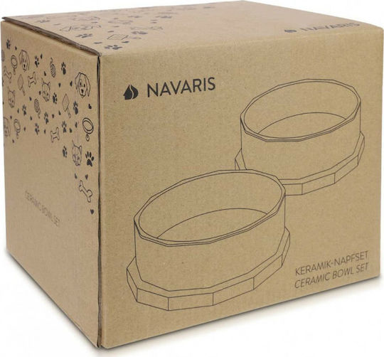 Navaris Keramik Schalen Futter & Wasser für Hund & Katze auf Basis von 500ml in Rosa Farbe 2Stück