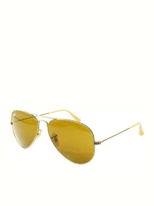 Ray Ban Aviator Unisex Sunglasses with Gold Metal Frame and Brown Lens RB3025 177/33