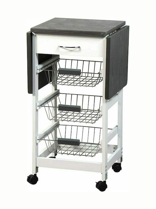 Kesper Kitchen Trolley Wooden White 4 Slots 45x37x75.5cm