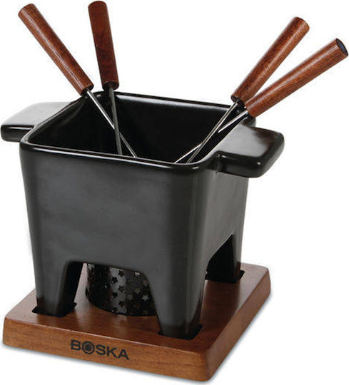 Boska Holland Tapas Porcelain Fondue Pot with Tea Light for 4 Persons Black 16.5x16.5x15cm Boska Holland Tapas Porcelain Fondue Pot with Tea Light for 4 Persons Black 16.5x16.5x15cm