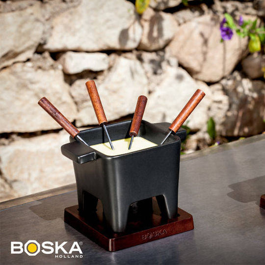 Boska Holland Tapas Σκεύος για Φοντύ με Ρεσώ από Πορσελάνη 4 Ατόμων Μαύρο 16.5x16.5x15εκ.