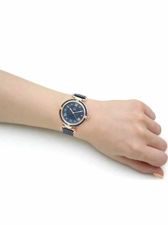 GC Watches Γυναικείο Ρολόι 36mm Μπαταρίας με Navy Μπλε Μεταλλικό Μπρασελέ