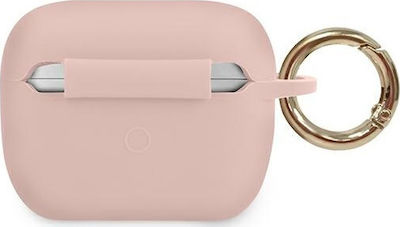 Guess Triangle Logo Hülle Silikon mit Haken in Rosa Farbe für Apple AirPods Pro