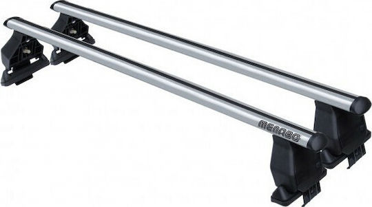 Menabo Aluminum Car Roof Bars 112cm for Alfa Romeo Alfa 147 5D Set with Roof Rack Legs Silver