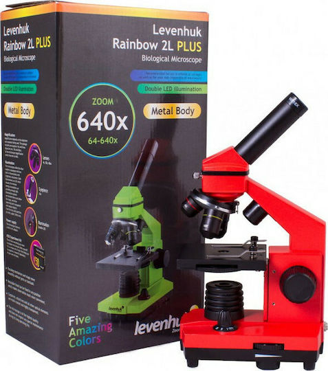 Levenhuk Rainbow 2L Plus Biological Educational Monocular Microscope 640x Orange