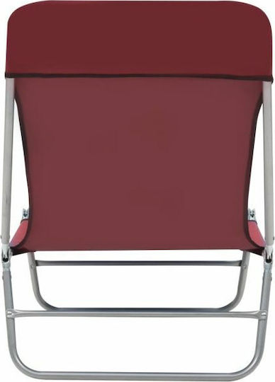 vidaXL Șezlonguri de Plajă Roșii Pliabile din Oțel 182x56x24.5cm 2 Bucăți