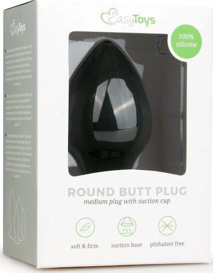 Easytoys Round Butt Plug Anal Plug Medium Black 10cm