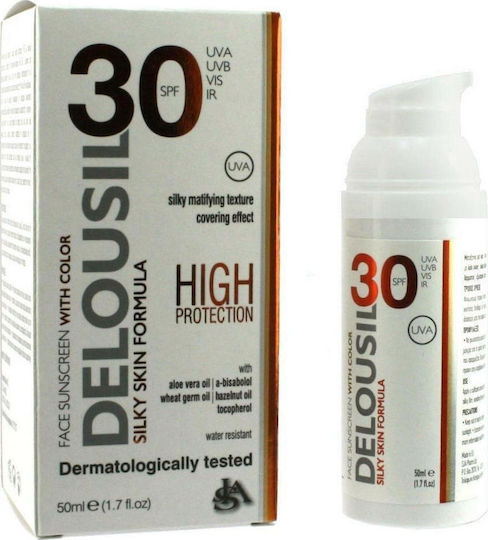 Delousil Silky Skin Слънцезащитен Крем За Лице SPF30 С Оцветен Цвят 50ml