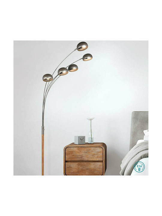 Trio Lighting Dito Floor Lamp H210xW30cm. with Socket for Bulb E14 Silver R46155067