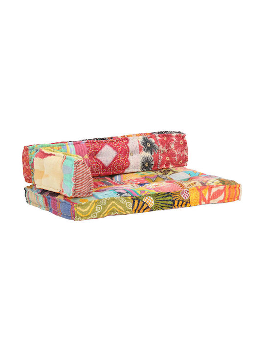 vidaXL Multicolour Pallet Sofa Cushion with Backrest 3 Pieces 120x80cm