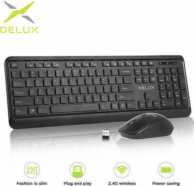 Delux KA190G + M320GX Fără fir Set tastatură și mouse Engleză US